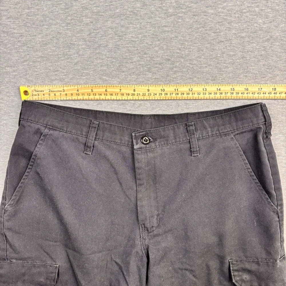 Red Kap Mens Black Cargo Shorts Workwear Flat Front Size 35 0797